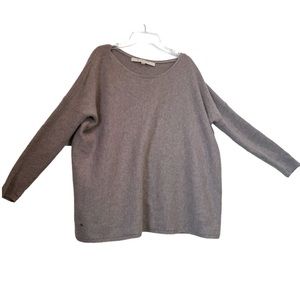 Lemonwood Cashmere Oversized Crew Neck Ribbed Sweater Knit Neutral Minimalist S
